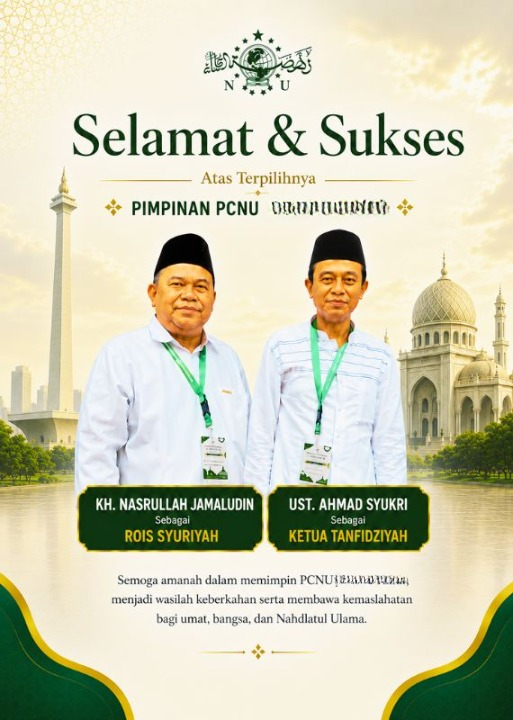PCNU  Pengurus Cabang Kabupaten Bondowoso Rois Syuriyah KH Nasrullah Jamaludin dan Ketua Tanfidziyah Ust Ahmad Syukri